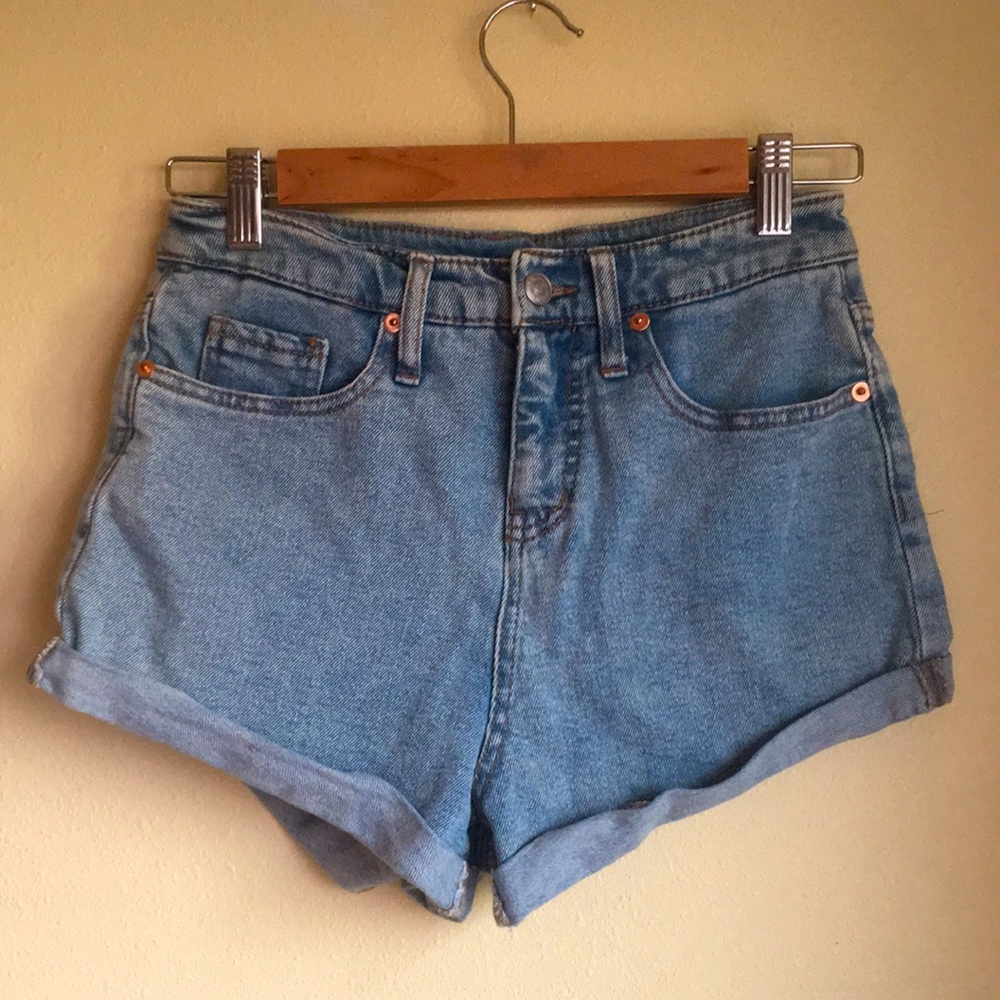High waisted denim shorts